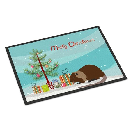 Carolines Treasures Coypu Nutria River Rat Christmas Indoor or Outdoor Mat - 18 x 27 in. BB9246MAT